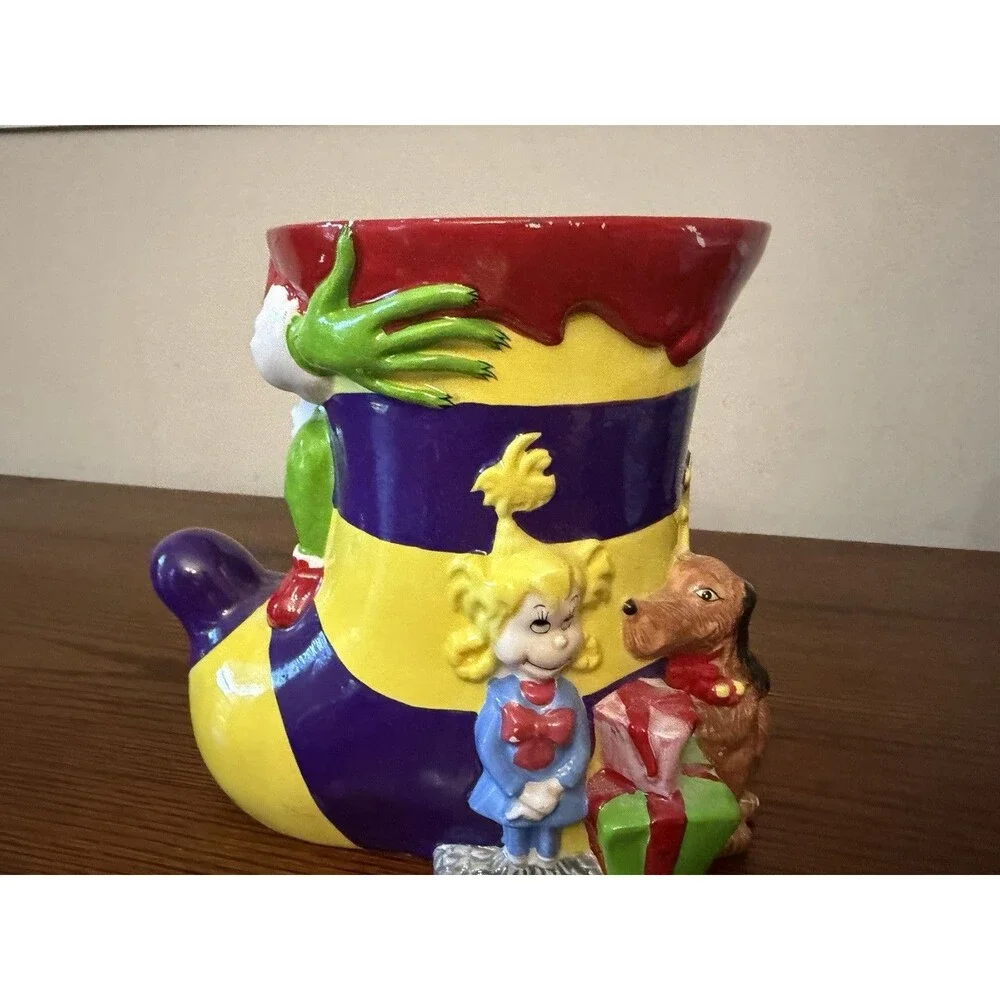 Dr. Seuss Grinch Christmas Cookie Jar Whoville Cindy Lou Who Max Dog Canister